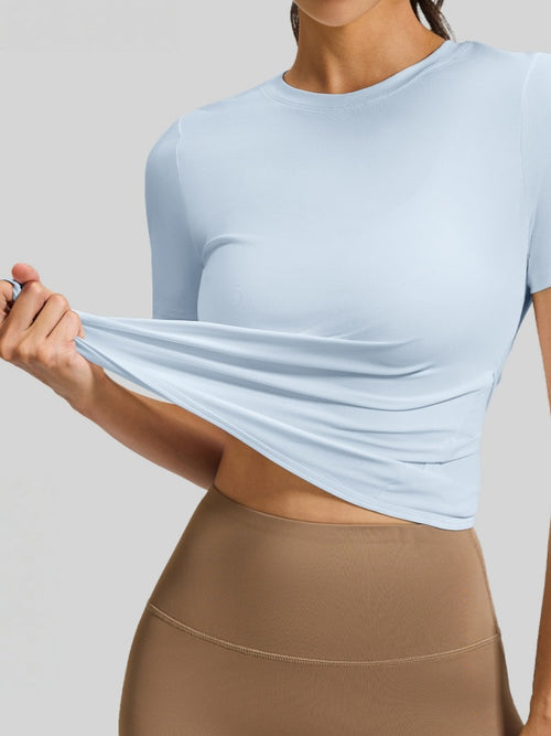 Flexvibe activewear side view for gym-to-street, with cross back and soft stretch