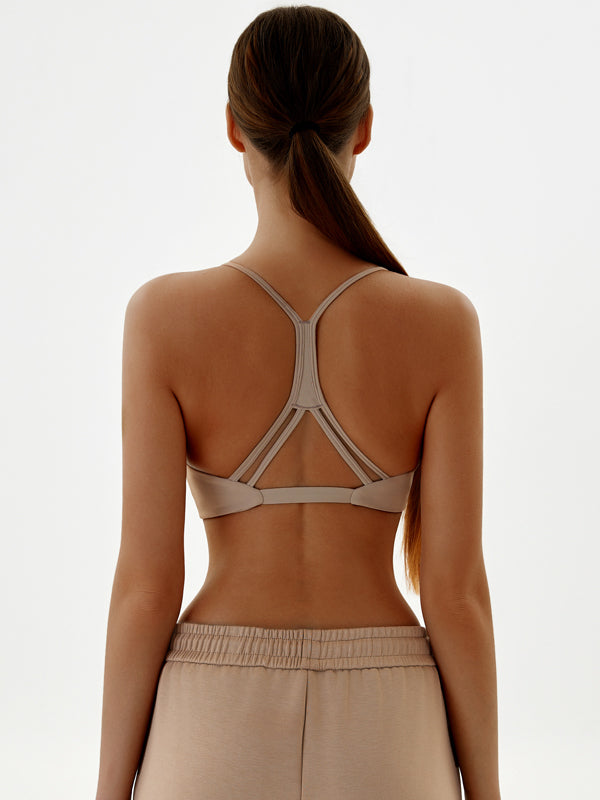 Flexvibe Knotted Thin Strap Racerback Bra Removable Pads Breathable