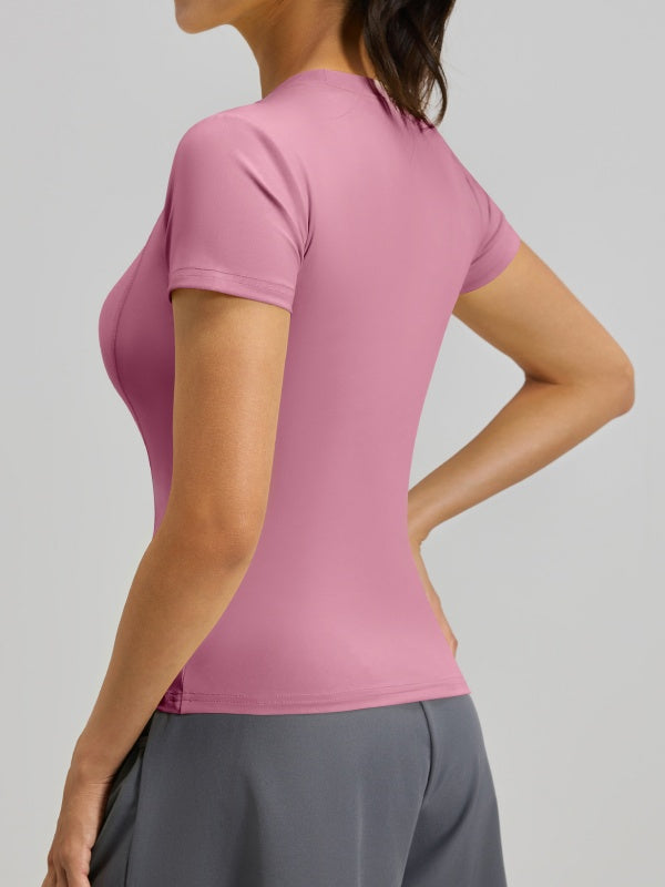 Flexvibe High Elastic Sports Tee Crew Neck Slim Fit Skin-Friendly Figure Flattering
