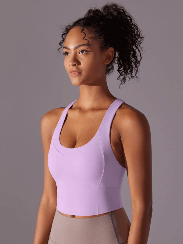 Flexvibe High Elastic Bare Feel Yoga Bra Seamless Crisscross Back Breathable