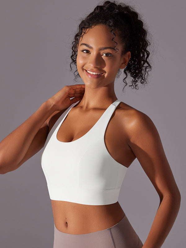 Flexvibe Seamless Bare Feel Sports Bra Racerback Fixed Pad Adjustable