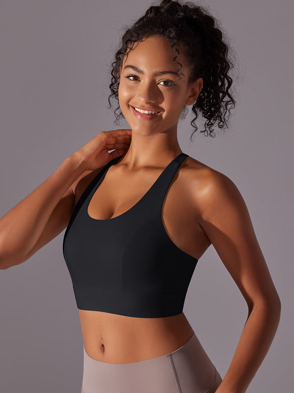 Flexvibe Seamless Bare Feel Sports Bra Racerback Fixed Pad Adjustable