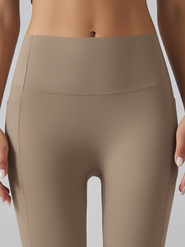 Flexvibe High Waisted Seamless Yoga Leggings - Barely There Side Pockets Butt Lifting Quick Dry