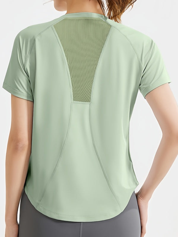 Flexvibe Loose Mesh Yoga Sports Tee Quick Dry Breathable Skin-Friendly