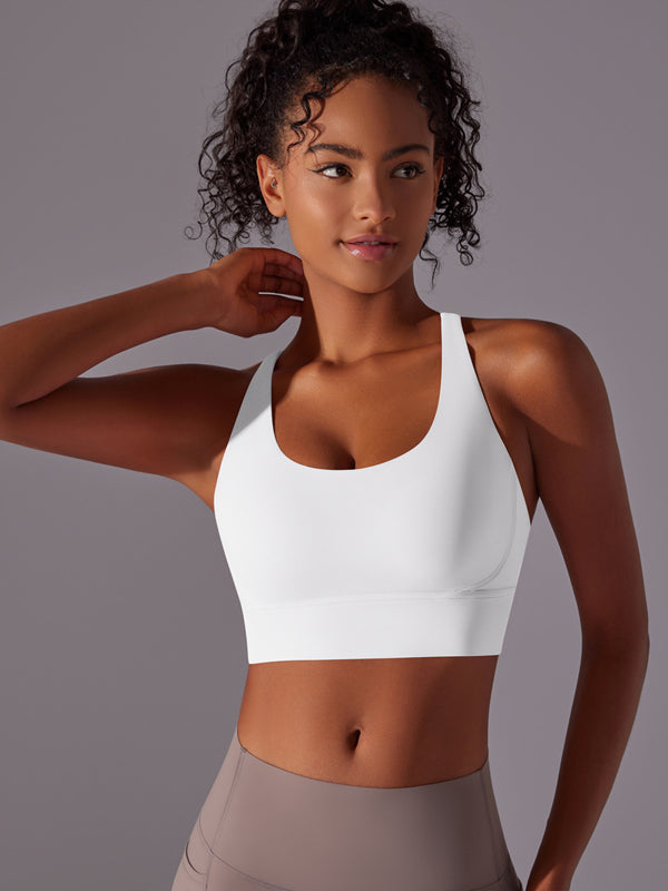 Flexvibe Double-Sided Brushed Sports Bra Cross Back Shockproof Fixed Pad