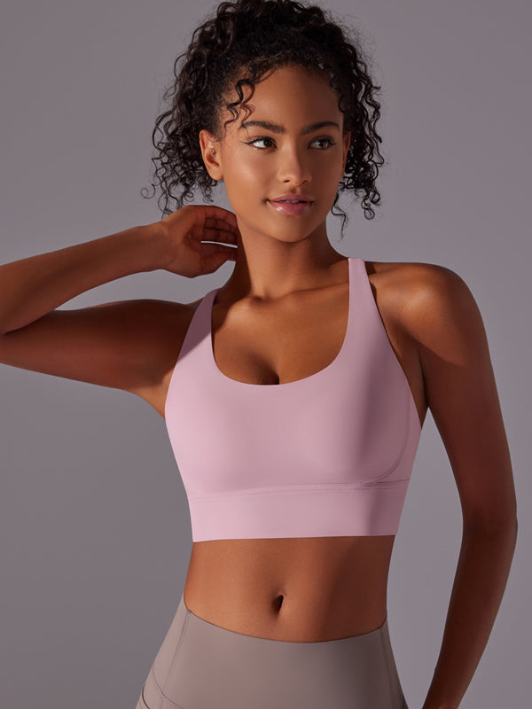 Flexvibe Double-Sided Brushed Sports Bra Cross Back Shockproof Fixed Pad