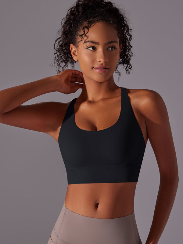 Flexvibe Double-Sided Brushed Sports Bra Cross Back Shockproof Fixed Pad