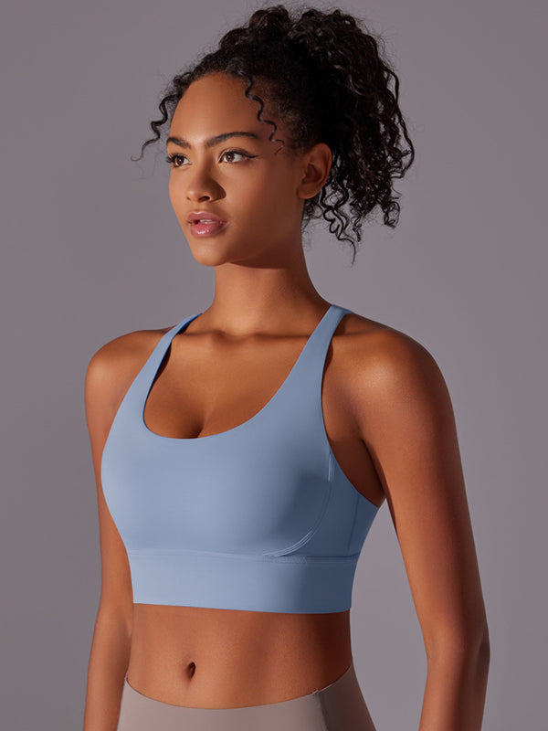 Flexvibe Double-Sided Brushed Sports Bra Cross Back Shockproof Fixed Pad