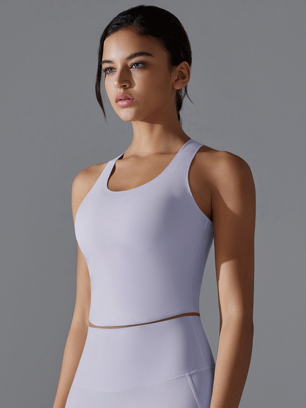 Flexvibe Color Block Seamless Sports Bra Mid-Length Shockproof Open Back
