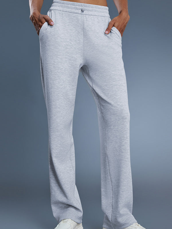 Flexvibe High Waisted Wide Leg Sweatpants Autumn Winter Butt Lifting Side Pockets Adjustable Buckle