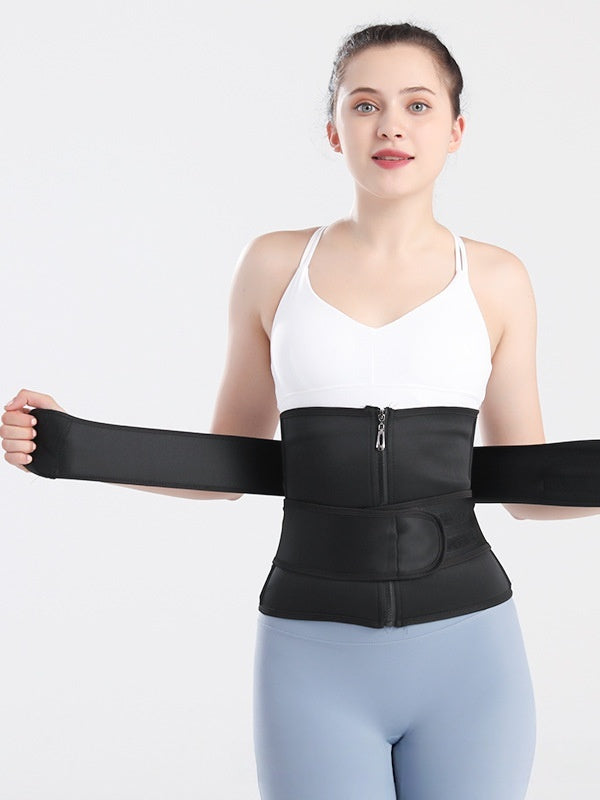 Flexvibe Waist Workout Sweat Belt - Steel Bone Zipper Adjustable Postpartum Fitness Shaper