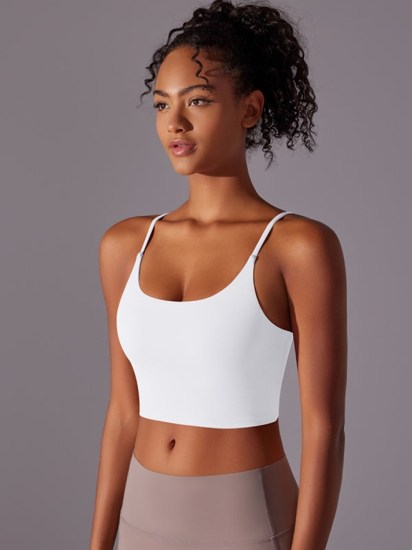 Flexvibe Double-Sided Nylon Sports Bra Semi-Fixed Cup High Elastic Tight Fit