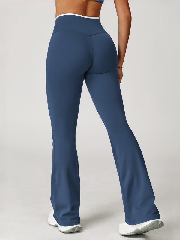 Flexvibe High Waisted Crisscross Yoga Pants - Naked Feel Butt Lifting Wide Leg Flared Tummy Control