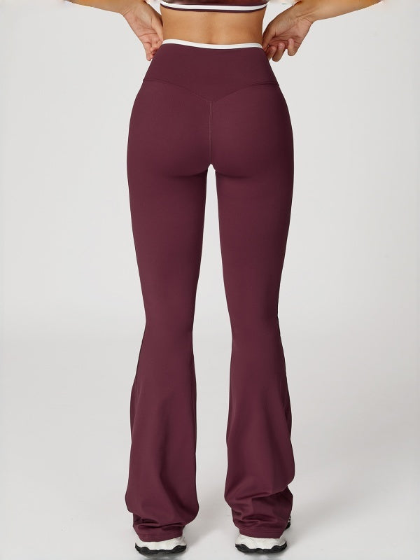 Flexvibe High Waisted Crisscross Yoga Pants - Naked Feel Butt Lifting Wide Leg Flared Tummy Control