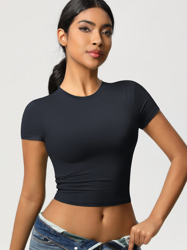 Flexvibe Double-Sided Nylon Sports T-Shirt - Quick Dry Slim Fit Breathable Short Sleeve