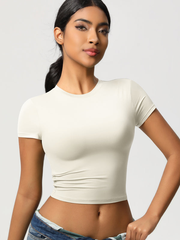 Flexvibe Double-Sided Nylon Sports T-Shirt - Quick Dry Slim Fit Breathable Short Sleeve