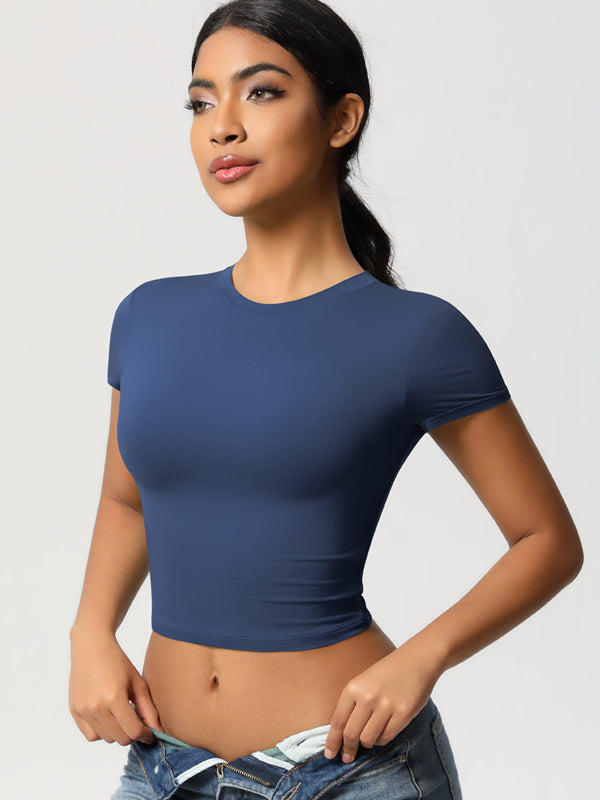 Flexvibe Double-Sided Nylon Sports T-Shirt - Quick Dry Slim Fit Breathable Short Sleeve