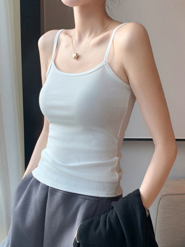 Slim-Fit Backless Camisole for Women - Thin Straps Crop Top, Seamless Bandeau Style for Layering & Outer Wear