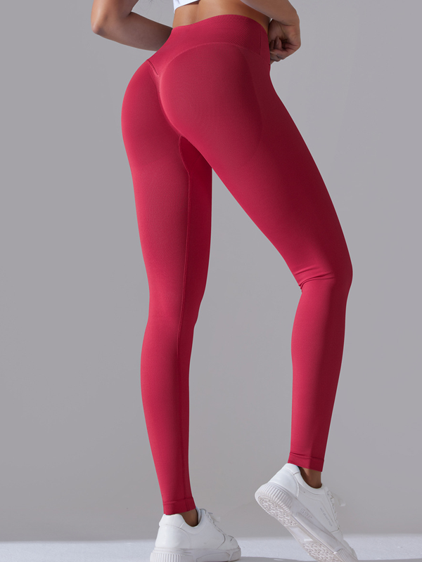 Flexvibe High Waisted Crisscross Waist Yoga Leggings - Seamless Knit Butt Lifting Solid Color