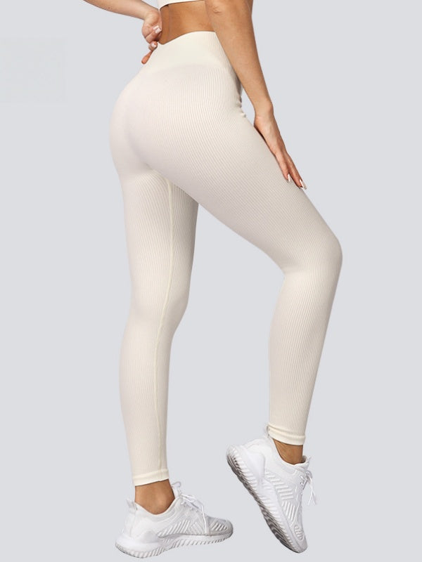 Flexvibe High Waisted Seamless Yoga Leggings - Fleece-Like Thin Stripes Naked Feel No Camel Toe