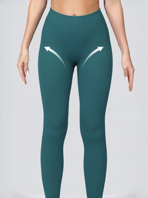 Flexvibe High Waisted Seamless Yoga Leggings - Fleece-Like Thin Stripes Naked Feel No Camel Toe