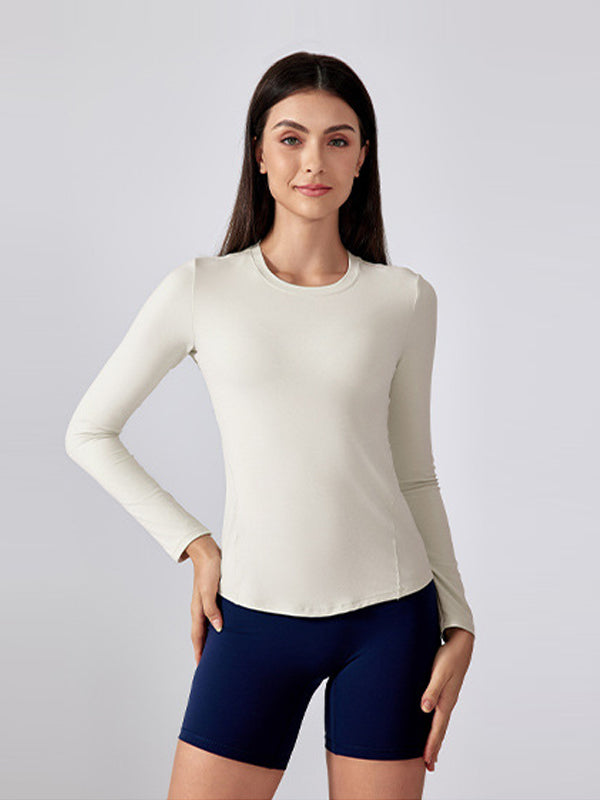 Flexvibe Buttery Soft Quick Dry Sports T-Shirt High Elastic Fitted Long Sleeve