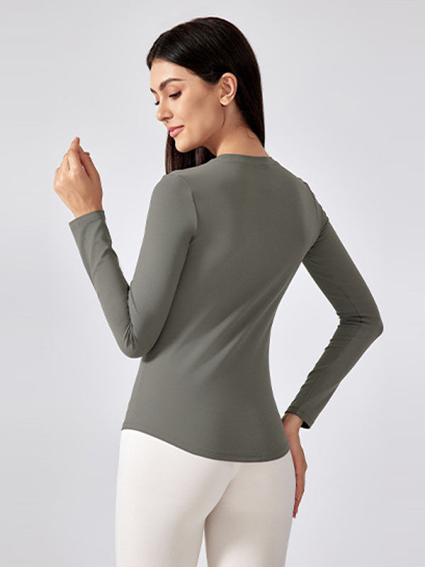 Flexvibe Buttery Soft Quick Dry Sports T-Shirt High Elastic Fitted Long Sleeve