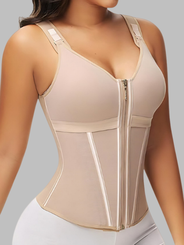 Flexvibe Breathable Mesh Tummy Control XS-3XL - Adjustable Straps 15 Boning Anti-Roll Shapewear