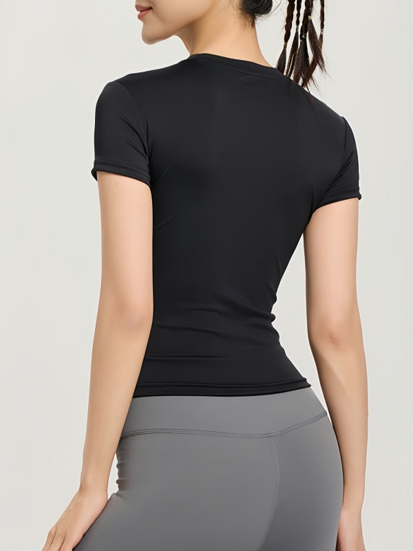 Flexvibe Quick Dry Sports T-Shirt Slim Fit Stretch Figure Flattering Crew Neck