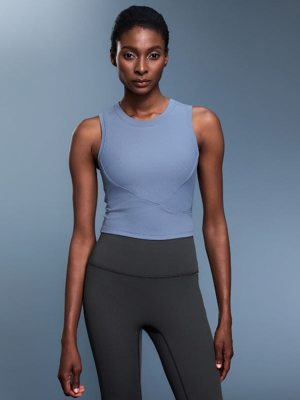 Flexvibe Breathable High Stretch Workout Vest - Fixed Pad Shockproof Built-in Bra