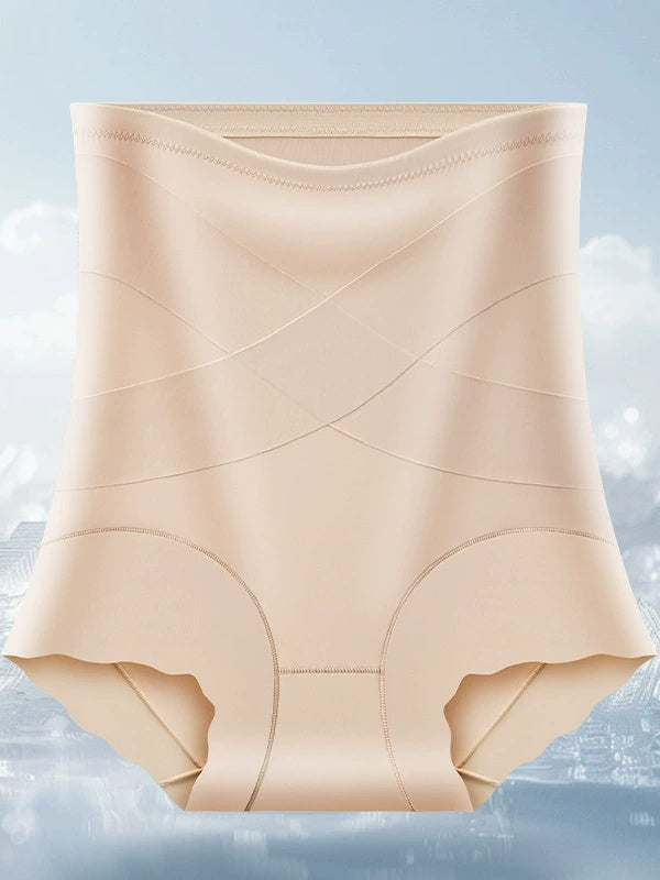 Flexvibe Ultra-Thin Ice Silk Cross High Waisted Underwear for Women Skin-Friendly Tummy Control Butt Lifting Seamless Quick Dry Breathable Briefs