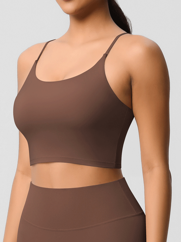 Flexvibe Double-Sided Fleece Thin-Strap Sports Bra - Abdominal Shaping Gym Yoga