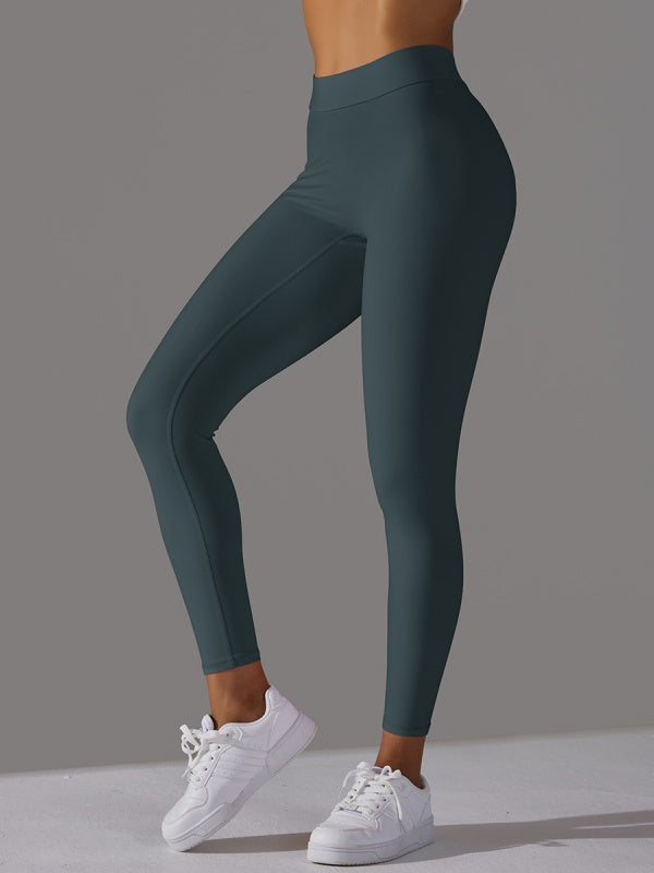 Flexvibe V-Waist Ruffled Yoga Capris - High Waisted Butt Lifting Tummy Control Solid Color