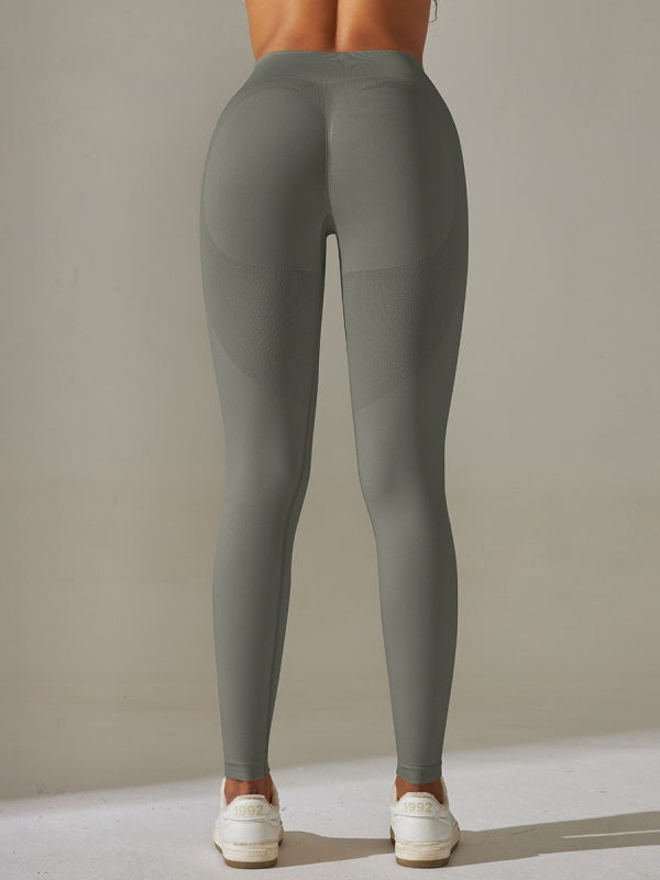 Flexvibe High Waisted Seamless Yoga Leggings - Jacquard Slim Fit Tummy Control Partial Mesh