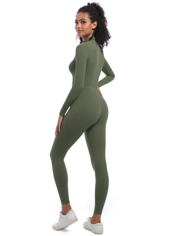 Flexvibe Women’s Yoga Pilates Bodysuit - Half-Zip Slim-Fit Breathable Athletic Wear
