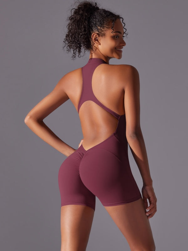 Flexvibe Sports Backless Bodysuit - Stretchy Breathable Moisture-Wicking Workout Wear
