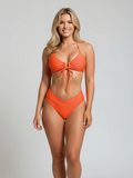 Flexvibe Solid Color Tie-Side Bikini - Adjustable Removable Pads Beach Vacation Suit