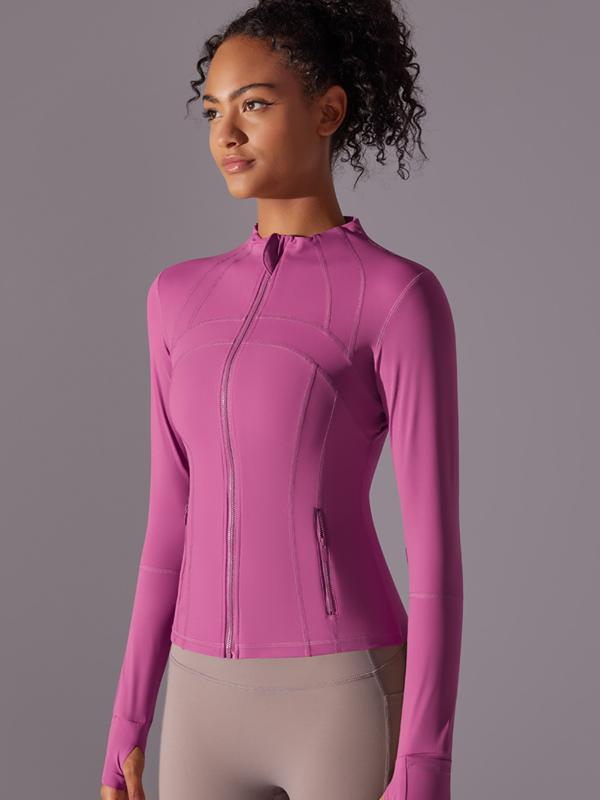 Flexvibe Stretchy Breathable Yoga Jacket - Stand-Up Collar Zipper Versatile Athletic Outerwear