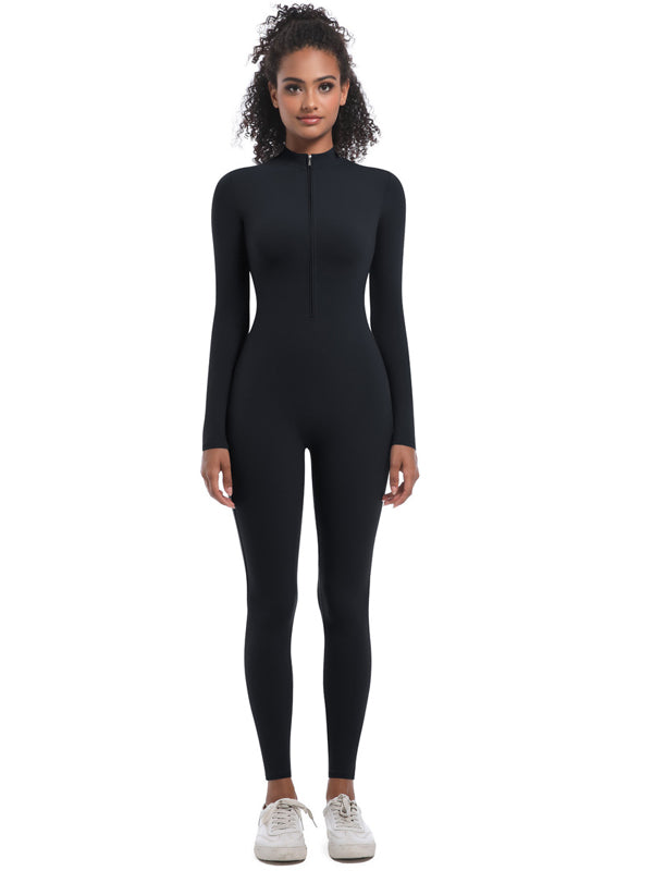 Flexvibe Women’s Yoga Pilates Bodysuit - Half-Zip Slim-Fit Breathable Athletic Wear