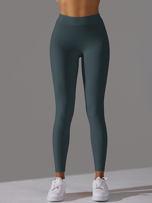 Flexvibe V-Waist Ruffled Yoga Capris - High Waisted Butt Lifting Tummy Control Solid Color