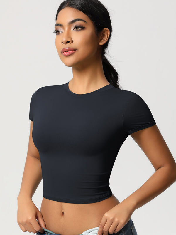 Flexvibe Double-Sided Nylon Sports T-Shirt - Quick Dry Slim Fit Breathable Short Sleeve