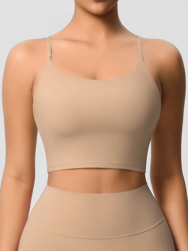 Flexvibe Double-Sided Fleece Thin-Strap Sports Bra - Abdominal Shaping Gym Yoga