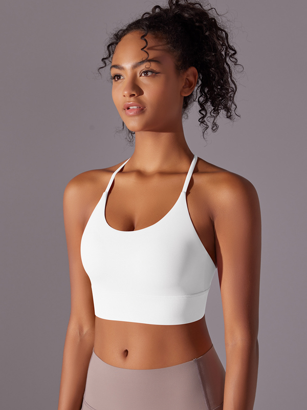 Flexvibe Double-Sided Nylon Sports Bra Cross Back Fixed Cup High Elastic