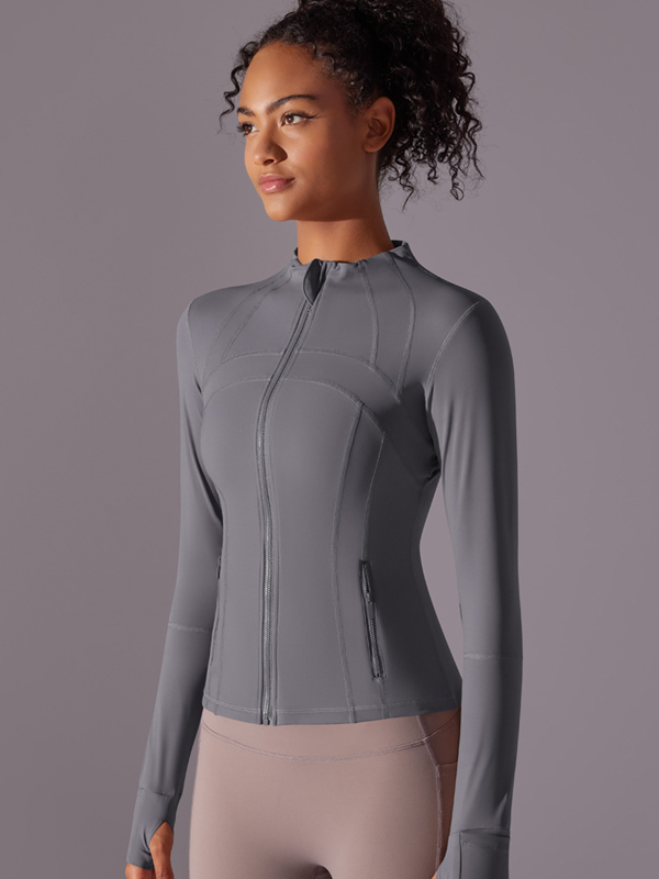 Flexvibe Stretchy Breathable Yoga Jacket - Stand-Up Collar Zipper Versatile Athletic Outerwear
