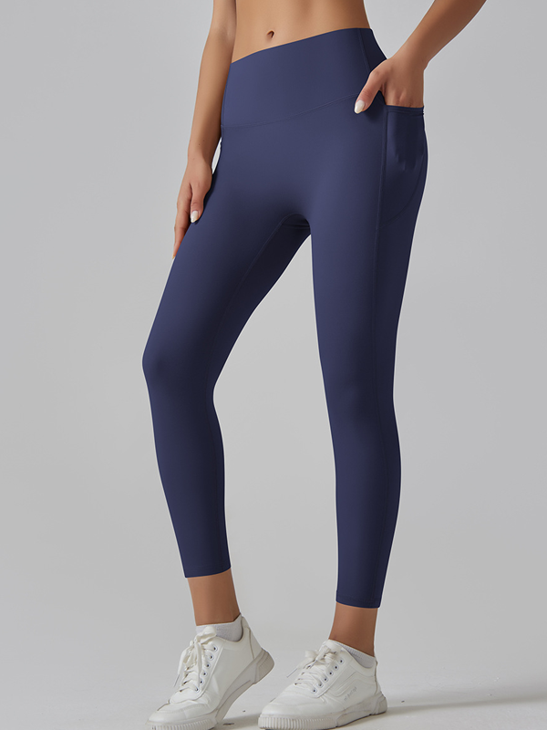 Flexvibe High Waisted Seamless Yoga Leggings - Barely There Side Pockets Butt Lifting Quick Dry