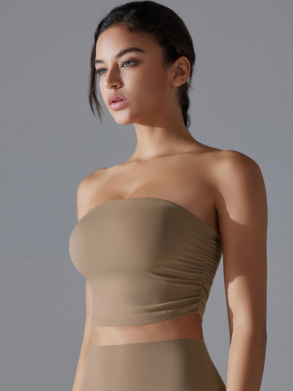 Flexvibe Strapless Ruffled Bra Anti-Slip Fixed Cup High Support Breathable