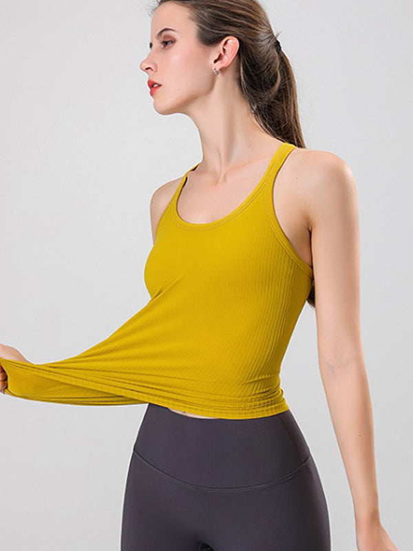 Flexvibe Women’s Fitness Yoga Tank - Long-Line Crisscross Racerback Breathable