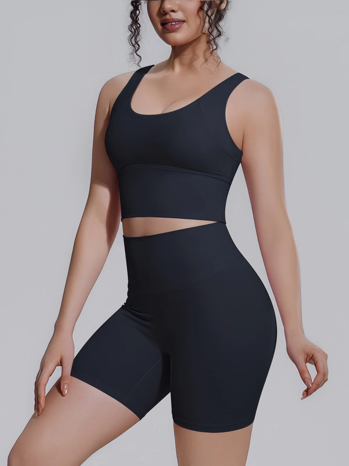 Flexvibe 2 Piece Workout Set Women – Racerback Tank & High Waist Biker Shorts, Tummy Control