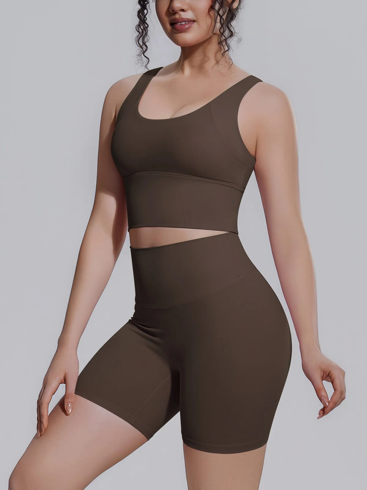 Flexvibe 2 Piece Workout Set Women – Racerback Tank & High Waist Biker Shorts, Tummy Control