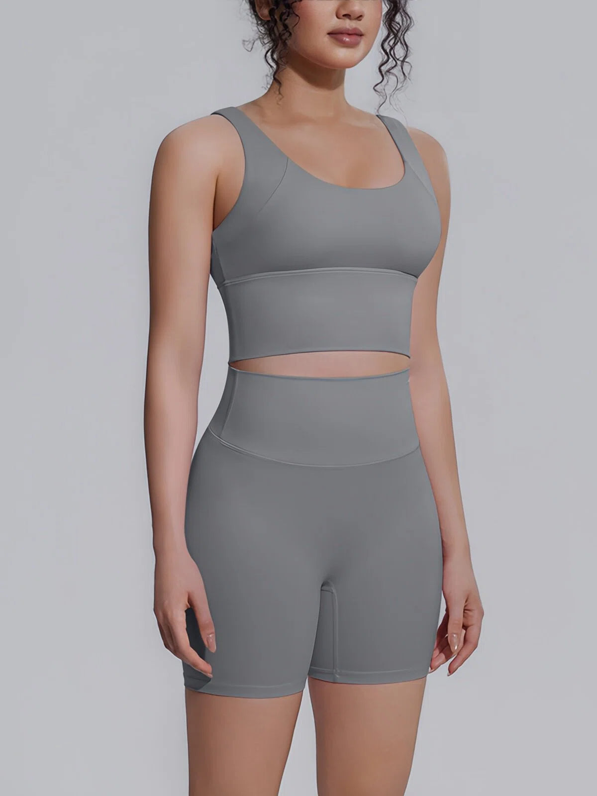Flexvibe 2 Piece Workout Set Women – Racerback Tank & High Waist Biker Shorts, Tummy Control